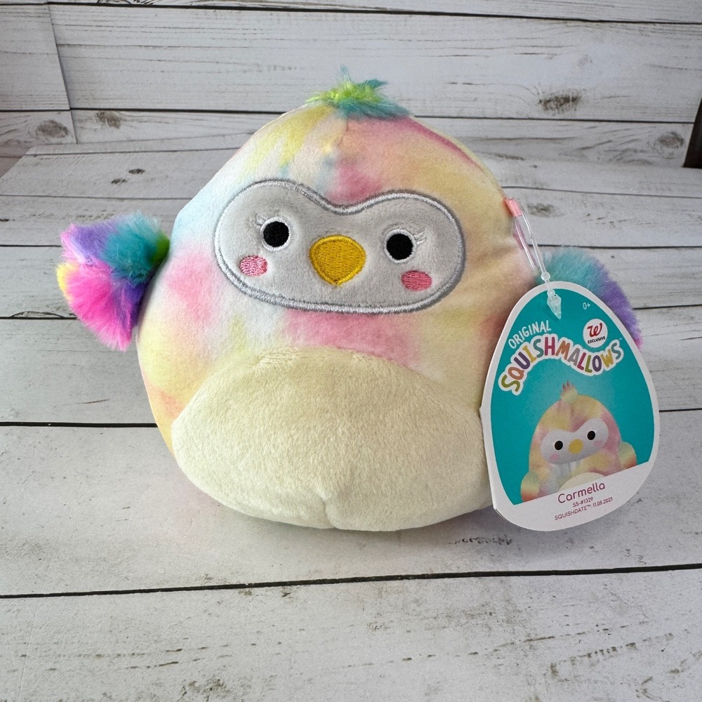 Squishmallows Carmella Toucan 5" Plush‎ Yellow Tie Dye Kellytoy 2022 NWT